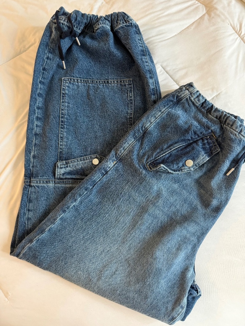 GRLFRND Alix Wide Leg Drawstring Cargo Jeans San Antonio Medium